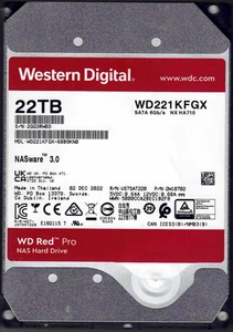 Disque dur interne disque dur SATA NAS Western Digital WD Red Pro 22 To WD221KFGX - Photo 1/2