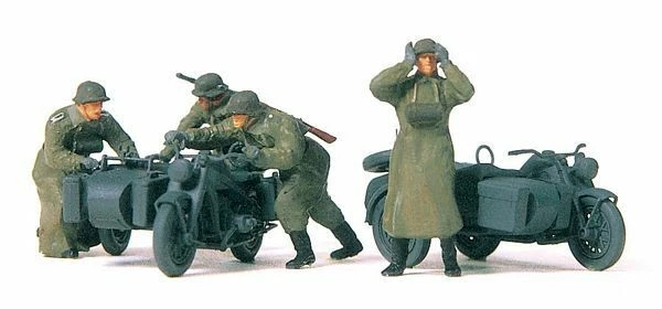 Preiser HO 1/87 Kit 16580 Ww2 German Motorcycle Crew