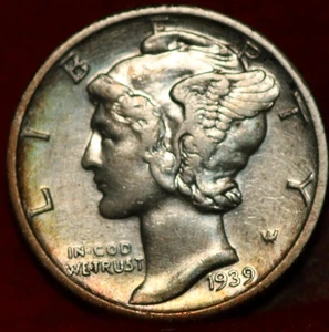 Uncirculated Color 1939-D Denver Mint Silver Mercury Dime - Picture 1 of 2