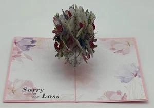 Désolé pour votre perte carte pop up 3D sympathie fleurs funéraires mort compassion - Photo 1/5