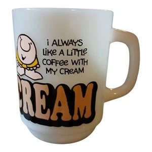 Vtg 1979 Ziggy Cream Coffee Mug Anchor Hocking Fire King Milk Glass Novelty Cup - Picture 1 of 6