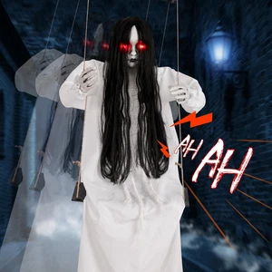Halloween Decorations Outdoor, Scary Hanging Swinging Girl Props Sound & Slap Ac - Picture 1 of 12