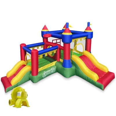 Casa de Rebote Castillo con Dos Toboganes y Soplador, Gorila Inflable para Niños Foto 1 de 4