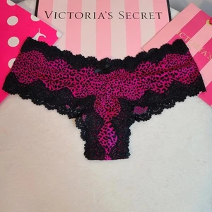 Panty clásico descarado de encaje satinado sedoso Y2K Victoria's Secret talla M leopardo - Imagen 1 de 6