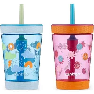 Contigo Kid's 14 oz. Spill-Proof Tumbler with Straw 2-Pack- Wildflowers/Clouds - Image 1 of 2