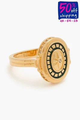 Anillo de sello esmaltado ZIMMERMANN AU13 US6 1/2 16,9 logotipo de diamantes de imitación PVP € 230 Foto 1 de 4