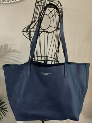 Bolso de Mano Bruno Magli Azul Marino Cuero Italiano Suave Todos los Días Nuevo sin Etiquetas Foto 1 de 4