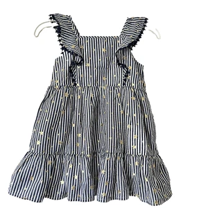 Cat & Jack Kleid Größe 3T weiß blau Streifen gold Sterne Kleinkind Mädchen - Bild 1 von 8