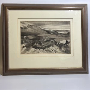 Cumbrian fiel, signiert Vintage anthrazit und Kreide von Mrs. A Blake, 45 cm groß bis 55 - Bild 1 von 20