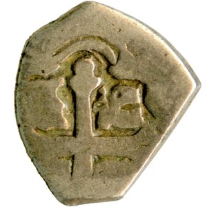 ☆ PIRATE SILVER COB ☆ HISPANIC MACUQUINA • COLONIAL ½ REAL MEXICO, CARLOS ☆D0728 - Picture 1 of 5