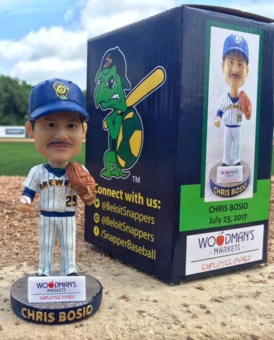 2017 BELOIT SNAPPERS CHRIS BOSIO SGA BOBBLEHEAD BREWERS CUBS ~ NIB Cover