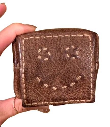 HENRY CUIR Smile Coin Purse Leather Brown Used From Japan - Image 1 of 4