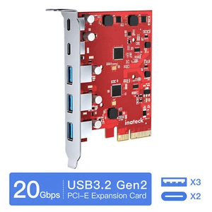 [5 port]PCIe to USB 3.2 Gen 2 Expansion Card 20Gbps Bandwidth Wide Compatibility - Picture 1 of 8