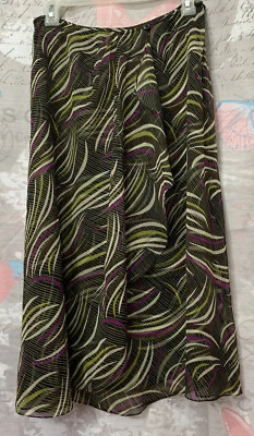 Jones New York Mujer Talla 6 100% Seda Estampado Geométrico Midi Línea A Falda, Multi Foto 1 de 4