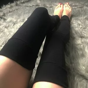 Calentadores de piernas largos de algodón Leggings negros Calcetines de rodilla Calentadores de piernas Altos de muslos Mujer - Imagen 1 de 8