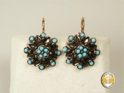 Orecchini Pendenti; Argento / Vergol, Sint. Perline, Turchese Retrò - Immagine 1 di 4