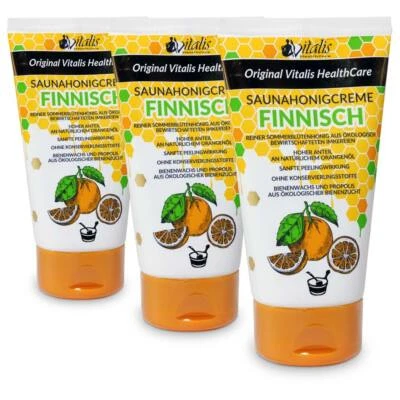 VITALIS HEALTHCARE 3x Vitalis Saunahonigcreme Finnisch je 120 ml Tube Saunacreme Sauna Spa Peeling