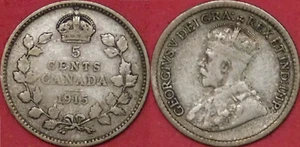 5 centavos de plata fina Canadá 1915 - Imagen 1 de 1