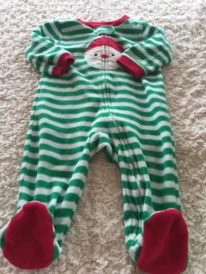 Pijama Just One You Boys verde blanco a rayas Papá Noel manga larga rojo 9 meses Foto 1 de 4
