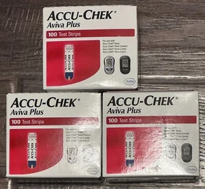 300 Accu-Chek Aviva Plus Test Strips 3 Boxes of 100 Exp 2/28/2026 - Picture 1 of 2