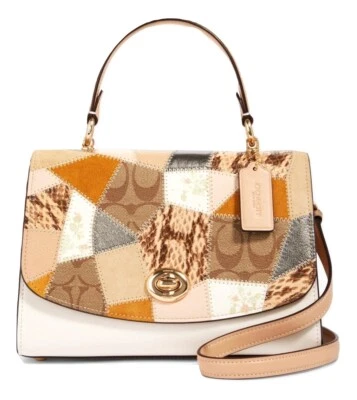 Coach Tilly Top Handle Satchel Bag With Signature Canvas Patchwork Im/Chalk Mult - Image 1 of 3