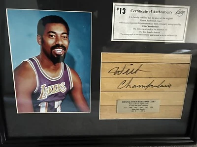 Wilt Chamberlain Signed Original Lakers Forum Basketball Court Floor PSA COA - Image 1 of 4