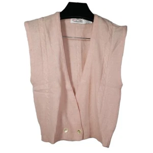 Vintage 80er Talbots Zopfmuster Cardigan Pullover Weste Lammwolle Angora Pastell Rosa - Bild 1 von 4