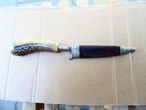 Cuchillo de caza vintage alemán REHWAPPEN/Solingen mango de ciervo/hoja fija - Imagen 1 de 11