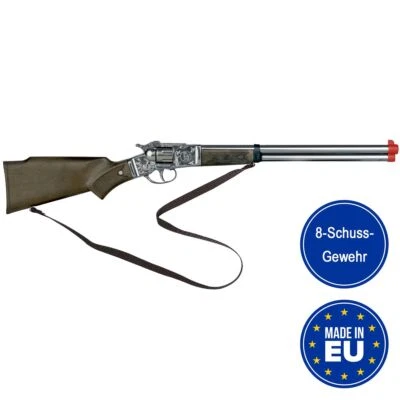 GONHER Cowboy Gewehr 62 cm lang Silberbüchse 8 Schuss Western-Gewehr Kostüm-Zubehör