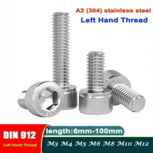 M3-M12 vis tête filetées gauche boulons Allen Hex A2 304 en acier inoxydable - Photo 1/11
