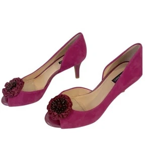 Alex Marie Peep Toe Suede Pumps with Rosette Size 6.5 - Picture 1 of 4