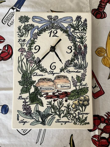 Vintage Wall Clock Santa Barbara Ceramic Design Tile Herbs & Spices Tested Cover