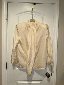 Vintage Giorgio Armani Polka Dot Silk Ivory Blouse Women’s Size 42 - Picture 1 of 5