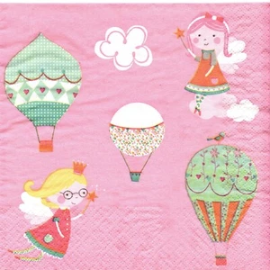 SERVIETTES EN PAPIER ANGES&MONTGOLFIERES. PAPER NAPKINS ANGELS&HOT AIR BALLOON - Imagen 1 de 1