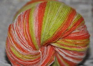 100% lana virgen lana de paño lana de oveja encaje hilo de tejer teñido a mano *122* LL 700m - Imagen 1 de 6