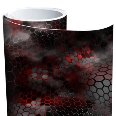 Hoja de rollo de vinilo envolvente camaleón camuflaje "negro y rojo" 3M - muchos tamaños disponibles Foto 1 de 4