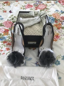 Badgley MISCHKA kismet gray satin slingback platform pump shoes 10.5 $299 NIB - Picture 1 of 6