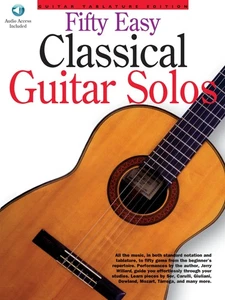 50 Easy Classical Guitar Solos Sheet Music Tab 35 Pieces Etudes Book Audio Pack - Picture 1 of 1