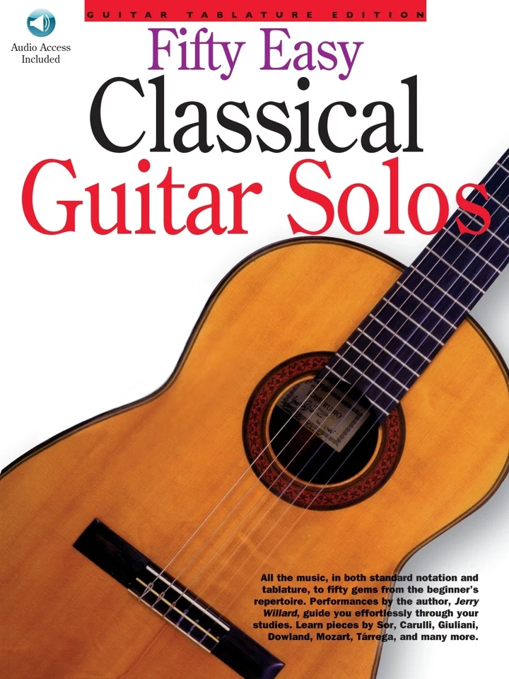 50 Easy Classical Guitar Solos Sheet Music Tab 35 Pieces Etudes Book Audio Pack - Image 1 of 1