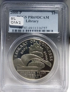 2000-P Library of Congress Commemerative Silver $. PCGS PR69DCAM. Video SL0162 - Picture 1 of 4