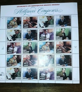 US Briefmarke Scott # 3344a Hollywood Composers 1999 postfrisch 20er-Scheibe - Bild 1 von 1