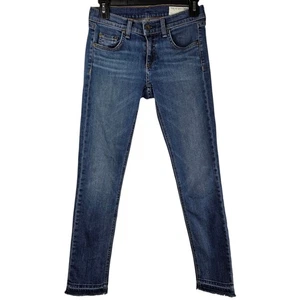 rag & bone Jeans Skinny Ankle Womens 24 Raw Frayed Hem Med Wash Low Rise Stretch - Picture 1 of 13
