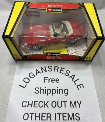 🇮🇹 De colección Bburago Gold Jaguar E-Type 1961 Cabriolet 1:18 Diecast Red Convertible Foto 1 de 4