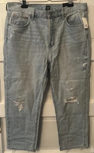 Pantalones de mezclilla Gap de tiro medio boyfriend desgastados lavado claro talla 14/32 nuevos con etiquetas - Imagen 1 de 2
