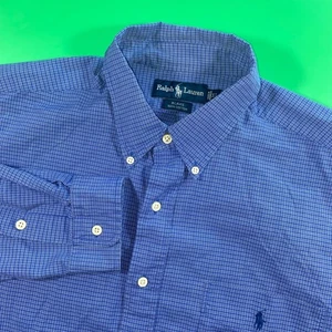 Ralph Lauren Blake Mens XL Blue Checkered Button Down Long Sleeve Shirt flaw - Picture 1 of 7