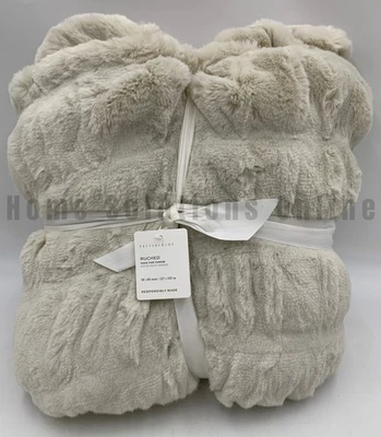 Manta acanalada de piel sintética Pottery Barn marfil 50" x 60" #U1067 Foto 1 de 3