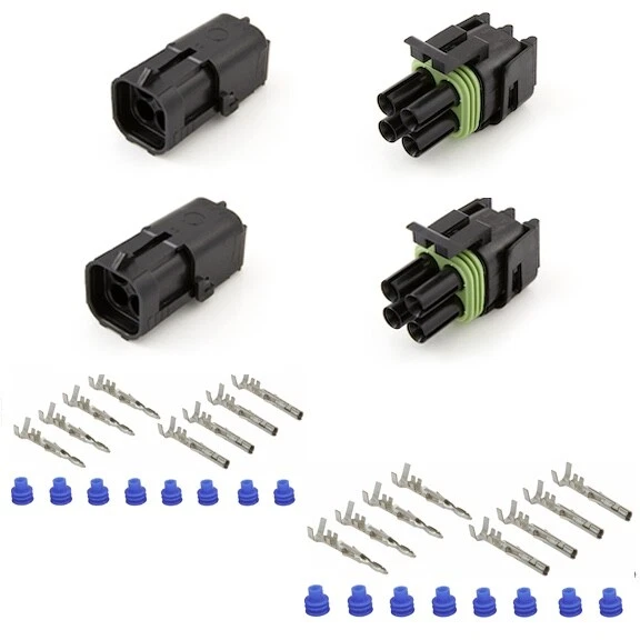 DELPHI WEATHER PACK 4 PIN -  CONDUCTOR SQUARE CONNECTOR KIT 12 GA - TWO SETS Foto 1 de 1