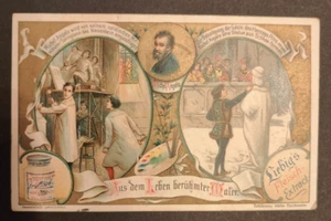 Carta commerciale Liebig Michelangelo 1904 pittori italiani rara retro - Foto 1 di 2