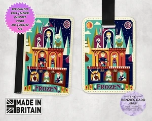 Personalised Disney Passport Cover & Luggage Tag Disney Princess Frozen V2 - Picture 1 of 5