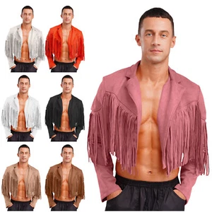 Men's Cowboy Fringe Waistcoat Vest Open Front Top Cosplay Western Jacket - Picture 1 of 71